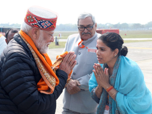 Pooja Pal while meeting Narendra Modi