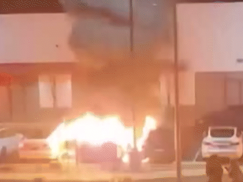 Tesla Fire Animation Why are Teslas being burnt across the US & Europe? Elon Musk loses $132 ...