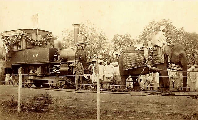 In 1874, elephants brought a railway engine into Indore city and placed on public display at a city square.