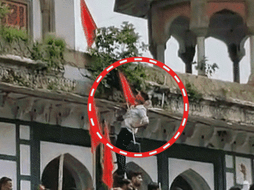 Saffron flag hoisted on tomb in UP's Fatehpur; Sparks clashes and  vandalism, Hindu group claims temple inside Idgah; heavy police deployed - Uttar  Pradesh News | Bhaskar English