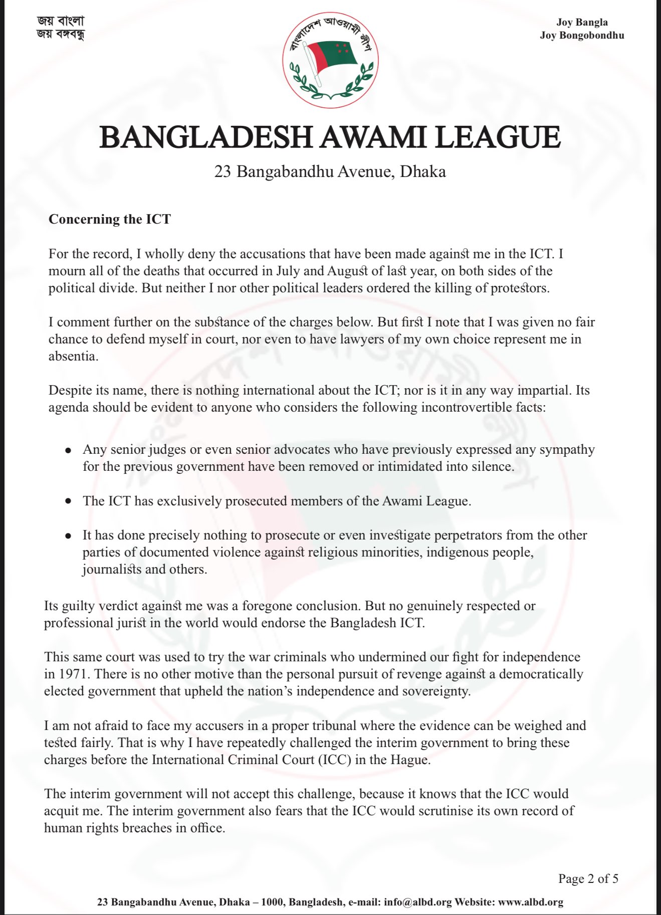 Sheikh Hasina found guilty in crimes against humanity case