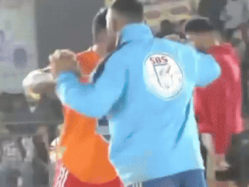 Kabaddi players were warming up on the field before the match. Source: Punjab Live TV