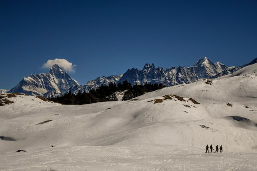 For years, mountaineers have been prohibited from climbing the Nanda Devi mountain range seen in the background