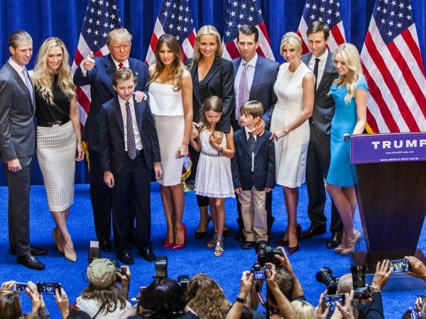 This photo is from June 16, 2015. It shows Trump, his wife Melania, his children and grandchildren. Trump has a total of 5 children from three different wives. - Bhaskar English