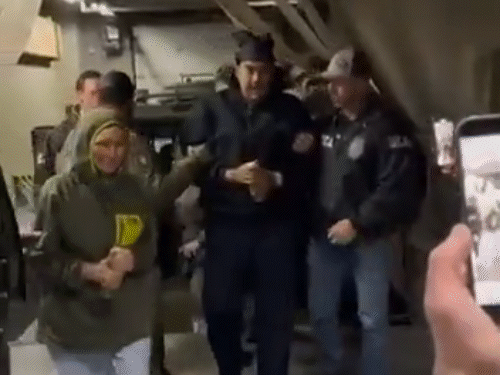 At the Stuart Air National Guard Base in New York, Maduro and his wife Cilia Flores were seen together.