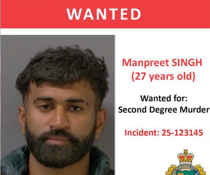 Canadian police have declared Manpreet Singh wanted in the murder case.