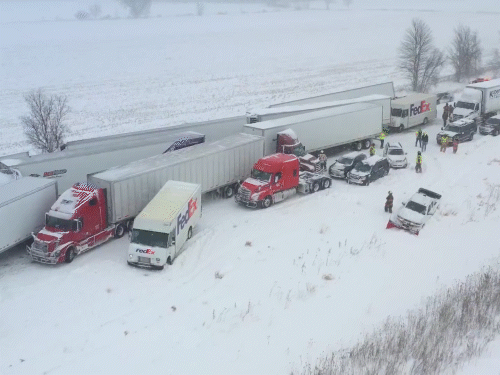 Michigan Snowstorm Accident: Trucks Stranded | Over 100 Vehicles Crash