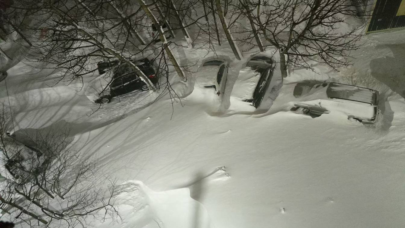 Cars buried under snow in an apartment courtyard after an extreme snowstorm hit Russia’s far eastern city of Petropavlovsk-Kamchatskiy ( Image: Reuters)