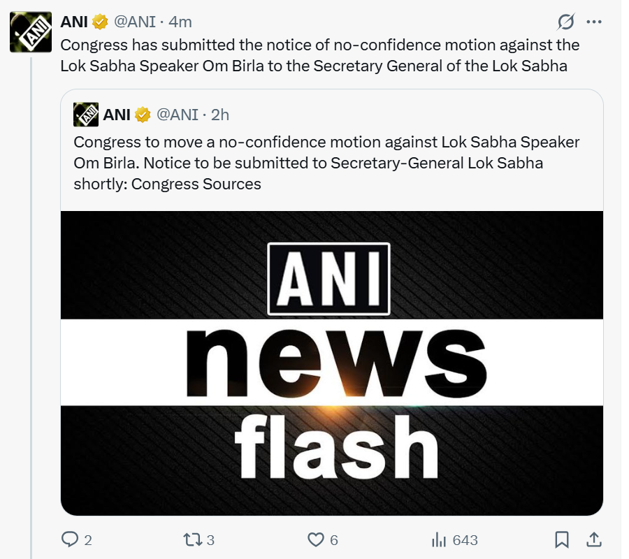 Opposition Considers No-Confidence Motion Against Lok Sabha Speaker ...
