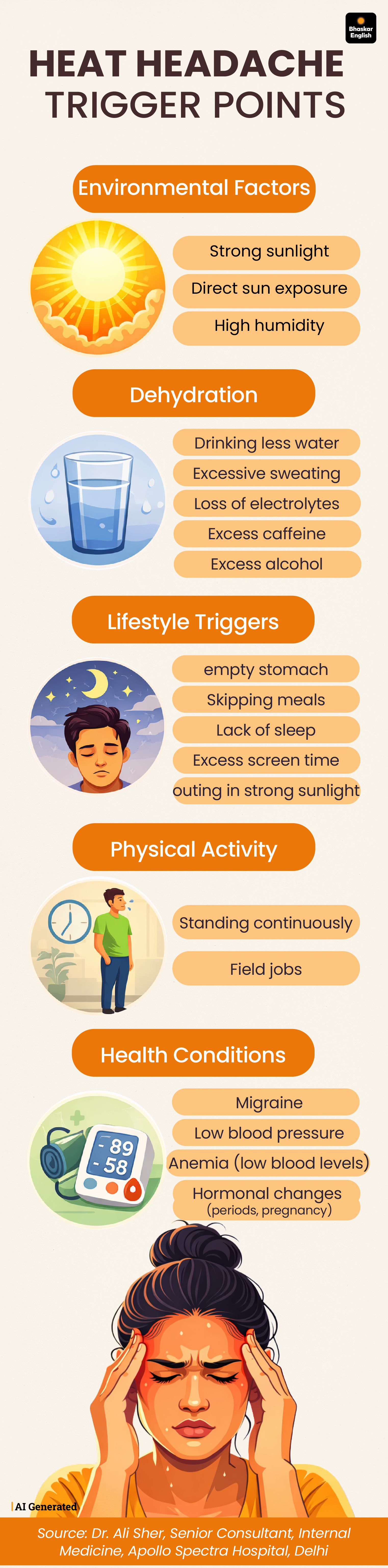 Summer Heat Headache: 5 Trigger Points & 8 Prevention Tips