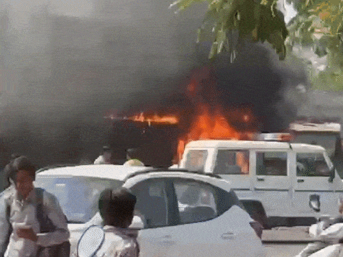 Dhandhuka Shops Set Fire, Vandalism; 2 Arrested, Police Deploy