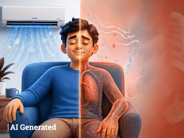 Person Using Ac Use AC Right Way | Avoid Health Risks & Immunity Weakness