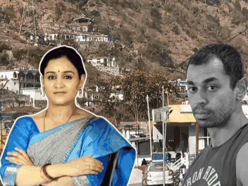 अपर्णा यादव का गांव उत्तरकाशी में स्थित है, इनसेट में अपर्णा और उनके पति की फाइल फोटो दिखाई गई है। - भास्कर इंग्लिश