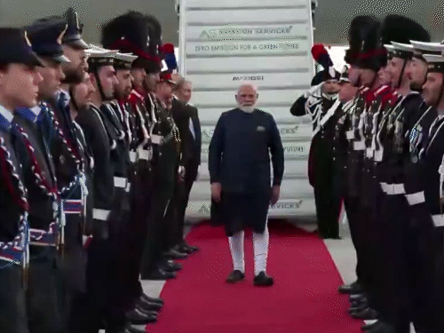 Modi was welcomed on the red carpet upon reaching Rome.
