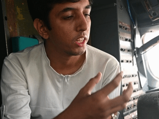 Bhaskar steps inside the model cockpit to verify claims