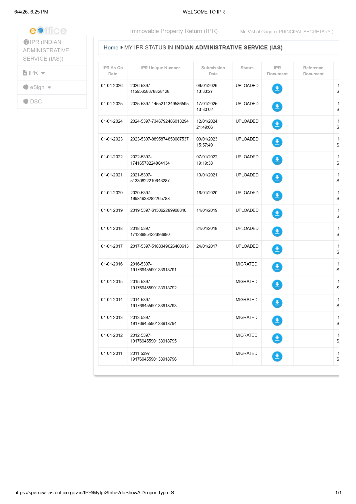 Screenshot shared by Vishal Gagan showing IPR filed on the SPARROW portal.