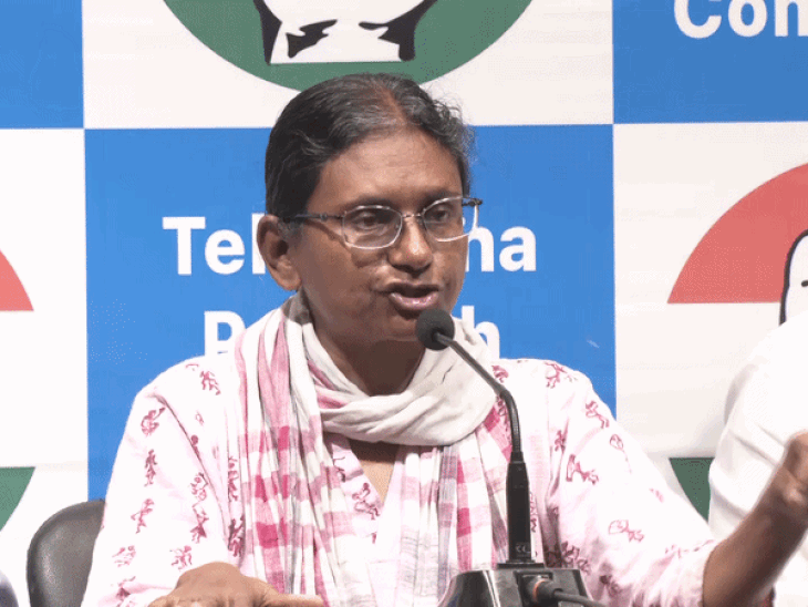 हैदराबाद में प्रेस कॉन्फ्रेंस के दौरान मीनाक्षी नटराजन। - भास्कर इंग्लिश
