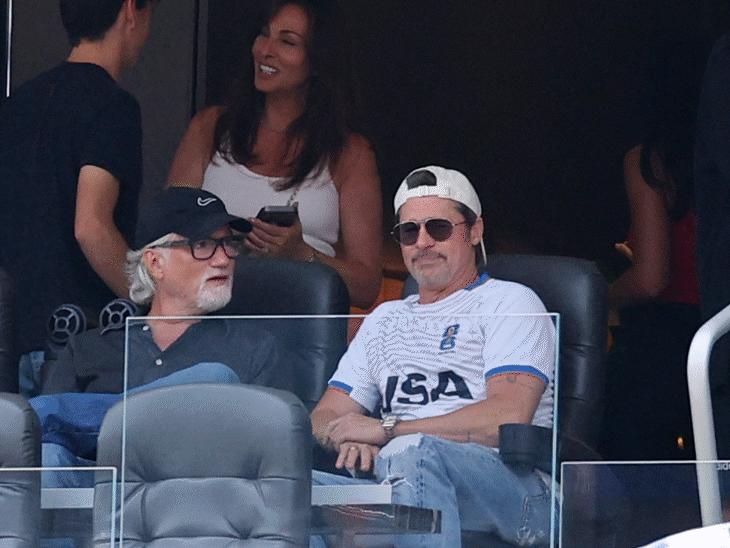 Bradd Pitt attended the Spain vs Belgium quarterfinal game in USA jersey (Credits: Reuters)