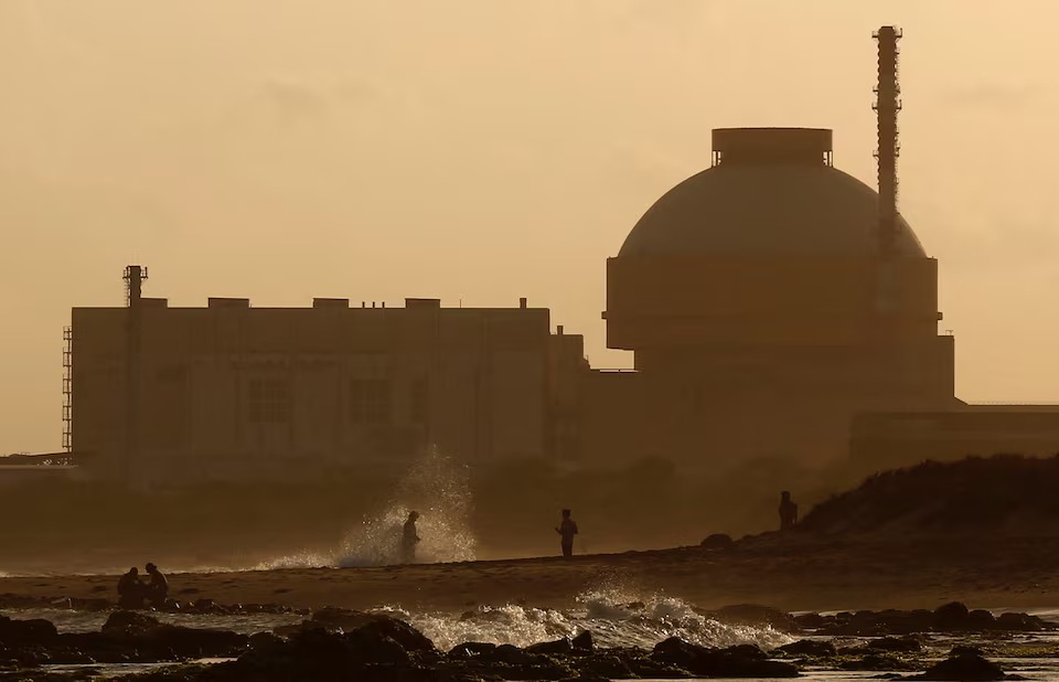 Police patrol on a beach near Kudankulam nuclear power project in the southern Indian state of Tamil Nadu. REUTERS