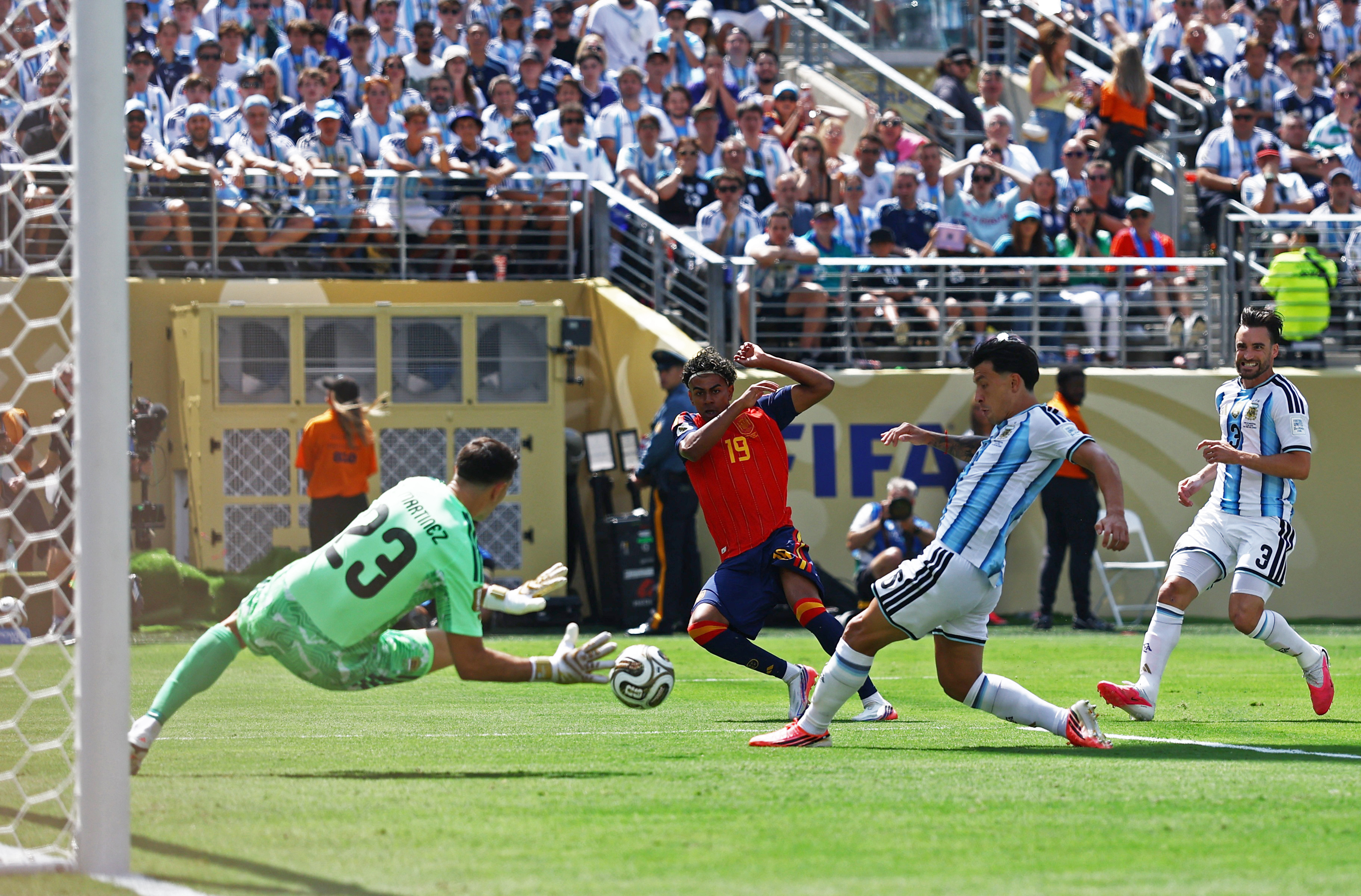 Lamine Yamal came close to scoring for Spain in first half (Credits: Reuters)