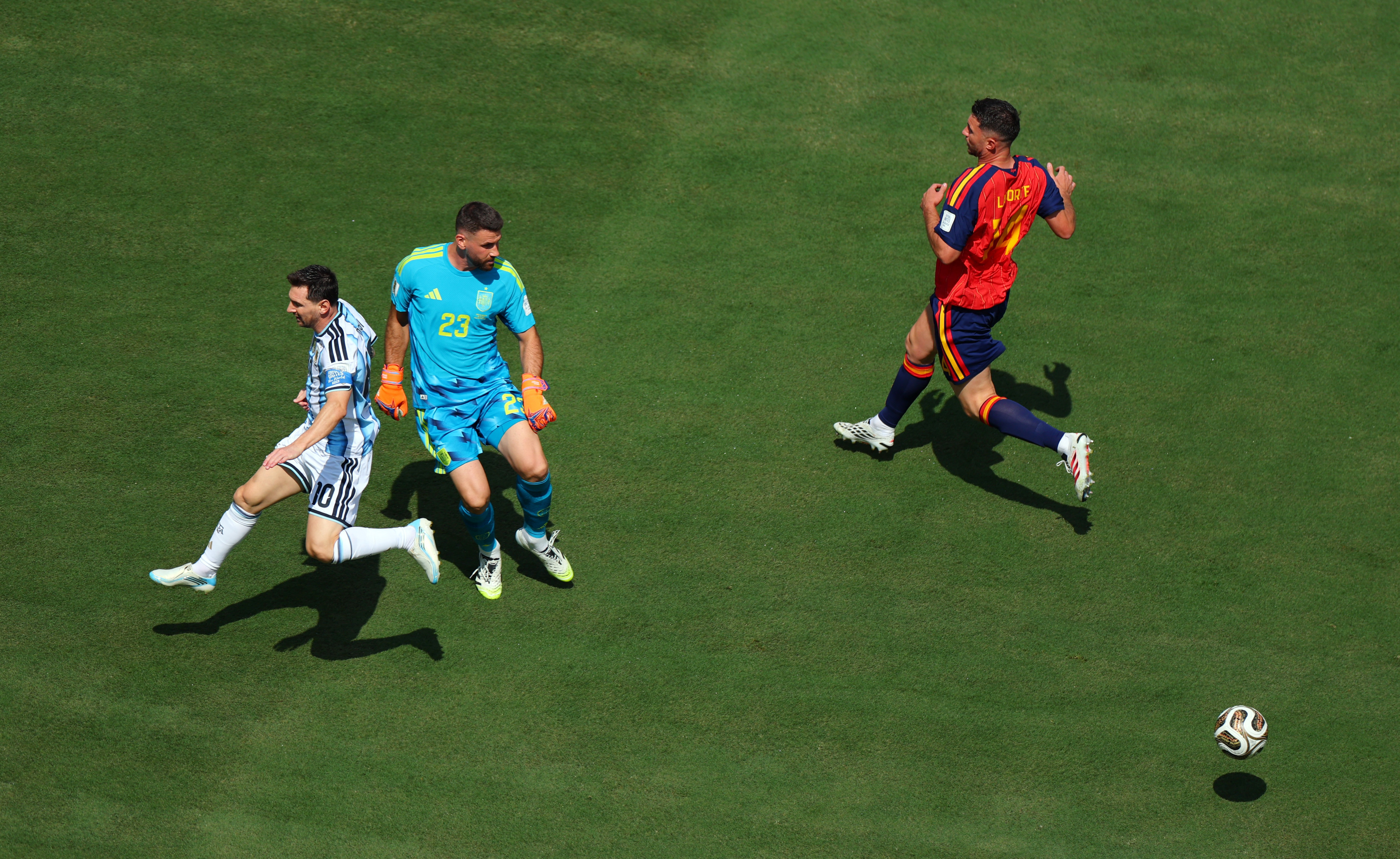 Unai Simon's last-ditch effort evaded goal from Lionel Messi (Credits: Reuters)
