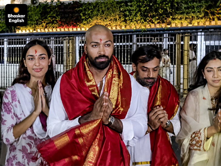 Team India's star all-rounder Hardik Pandya offered prayers at Tirupati Balaji and shaved his head. His girlfriend, Mahika Sharma, accompanied him. Both arrived at the temple dressed in traditional attire