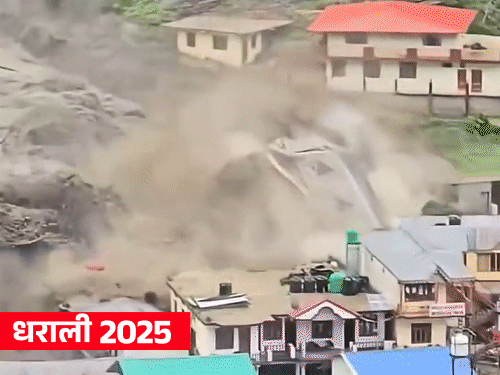 Picture of Dharali before and after the disaster. -File - Bhaskar English