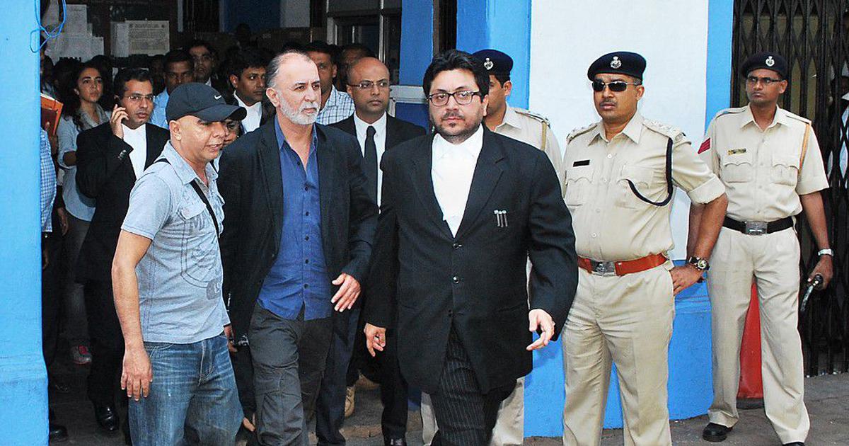 Tejpal coming out of the trial court on 30 November 2013