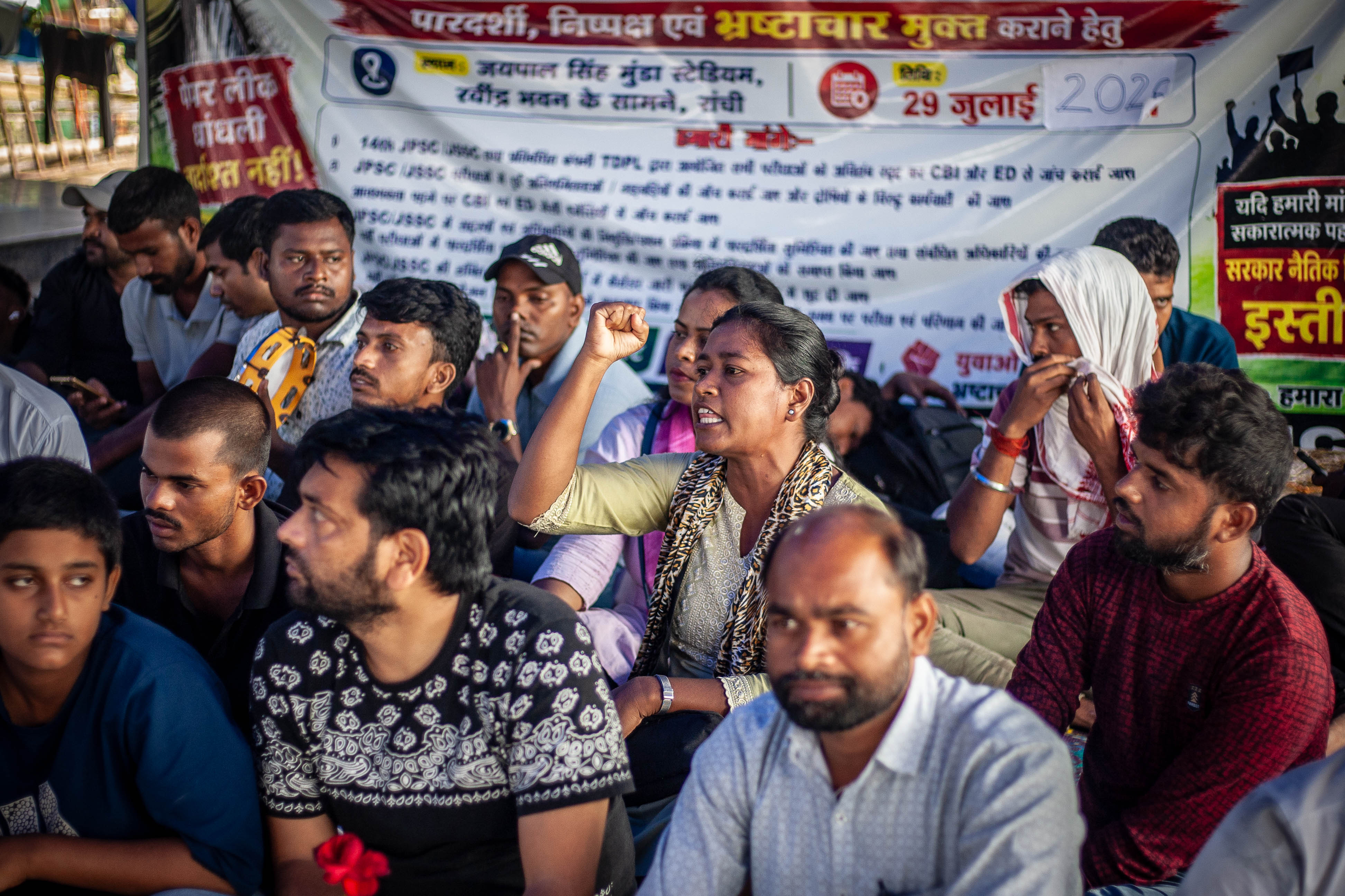 Protesting against the irregularities in the JPSC and JSSC recruitment exam | Photo by Yousuf Sarfaraz