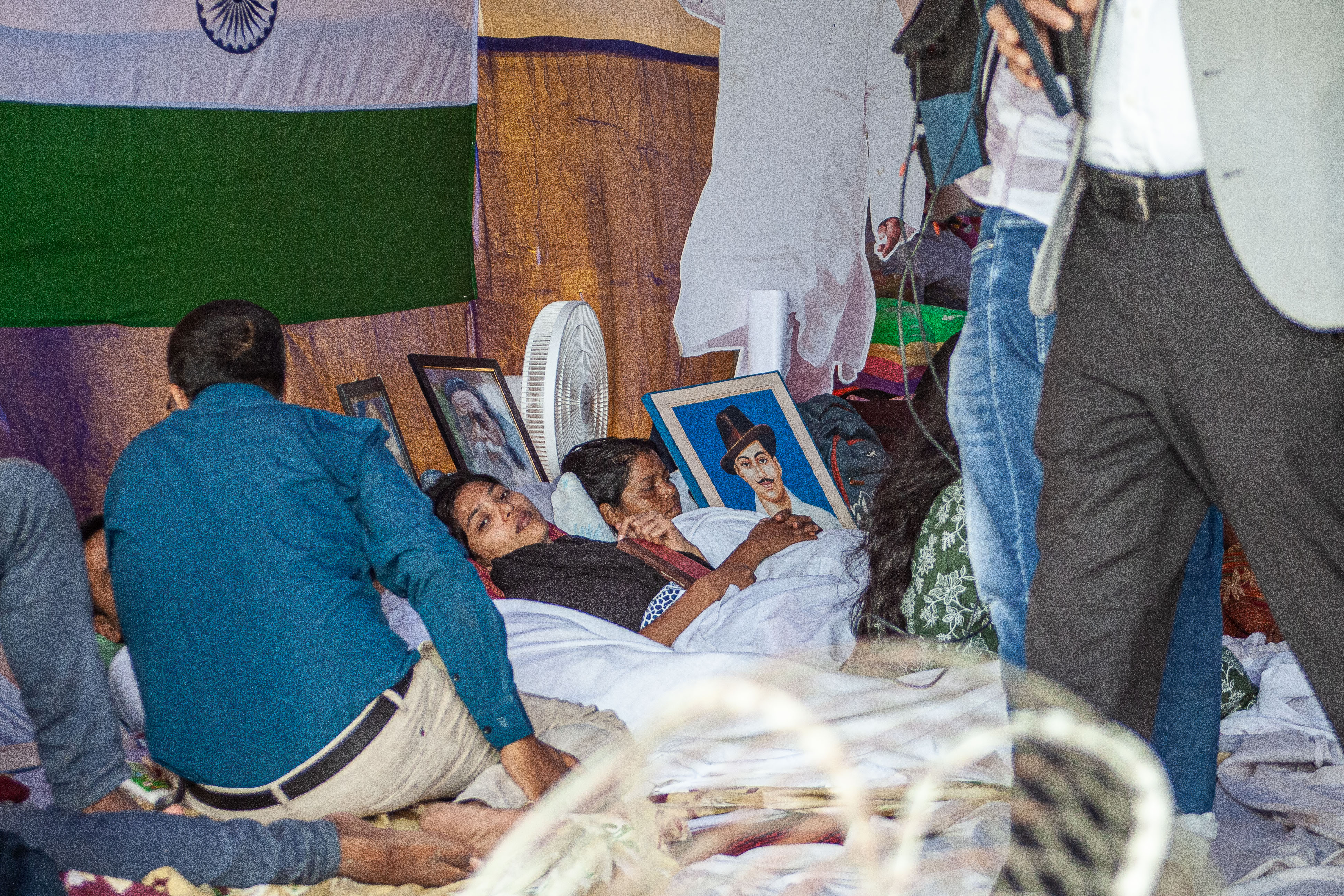 Students on hunger strike at the Jaipal Singh Munda Stadium in Ranchi | Photo by Yousuf Sarfaraz