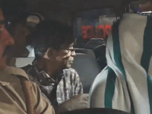 YouTuber Mohandas was brought to Thiruvananthapuram station late on Sunday night. - Bhaskar English