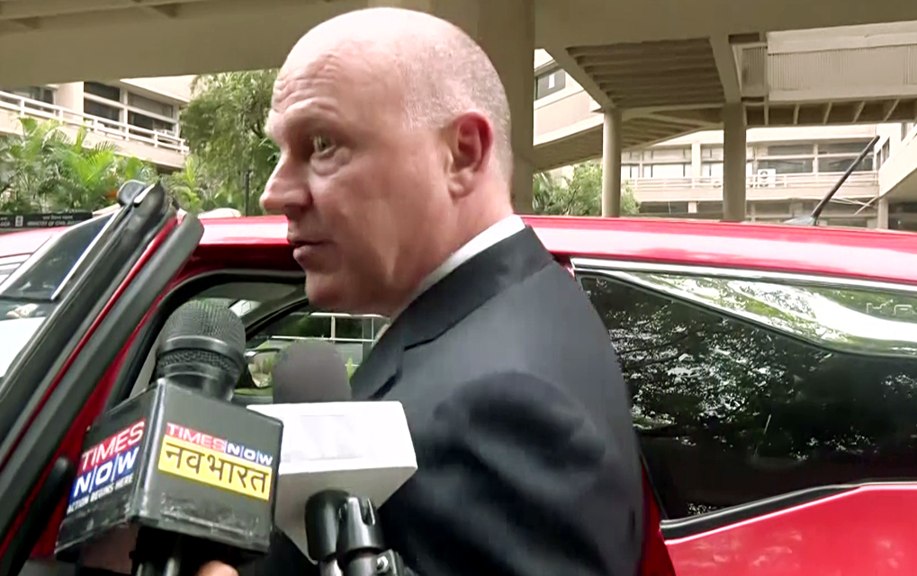 Credit: ANI | Air India's outgoing CEO Campbell Wilson speaks to the media as he leaves after meeting senior officials of MoCA and DGCA regarding the Phuket-Delhi flight incident, in New Delhi