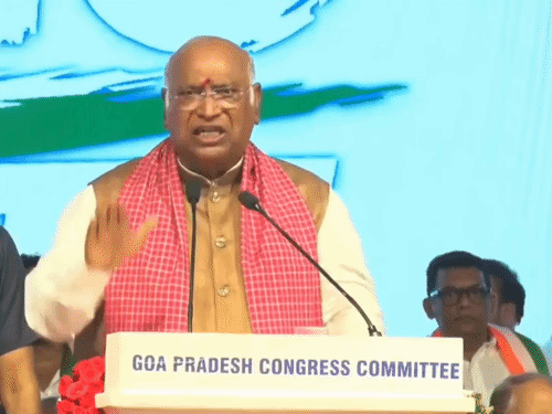 Mallikarjun Kharge attended a Congress event in Goa on Monday. - Bhaskar English