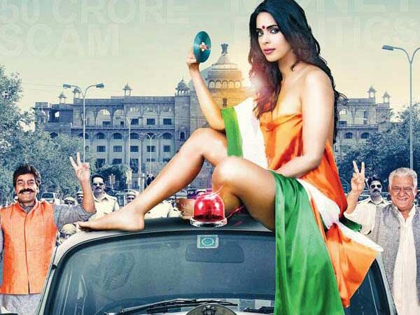 A poster showed the actress draped in the Indian tricolour while sitting on top of a car.