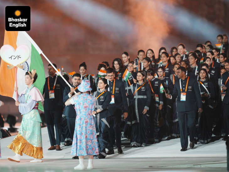 ‘Nation Walks with Pride’: Double Olympic medallist Manu Bhaker and kabaddi player Pawan Sehrawat lead the Indian contingent during the Athletes’ Parade at the Opening Ceremony of the 20th Asian Games in Nagoya, Japan