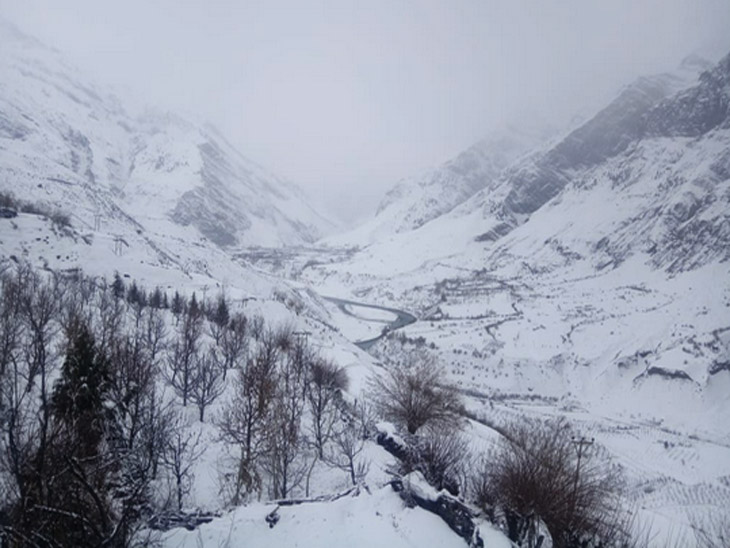 सोलननाला-कुफरी और ऊंचाई वाले इलाकों में बर्फबारी का दौर जारी, सैलानियाें की गाड़ियां जाम में फंसी|शिमला,Shimla - Dainik Bhaskar