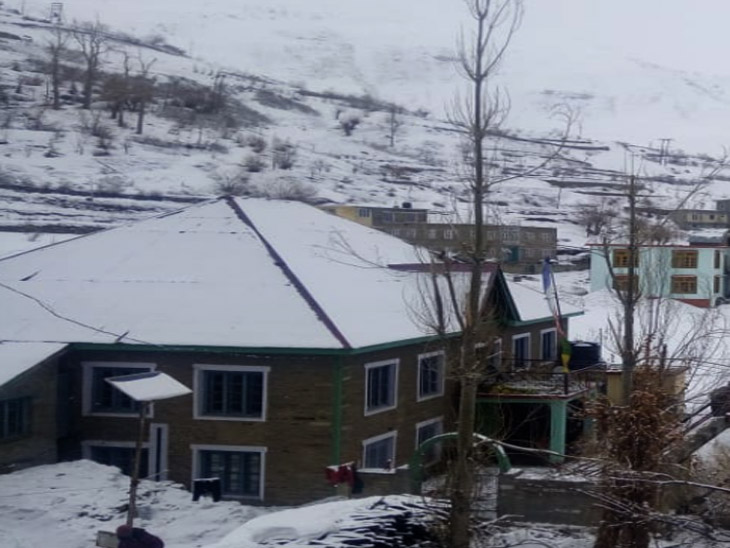 सोलननाला-कुफरी और ऊंचाई वाले इलाकों में बर्फबारी का दौर जारी, सैलानियाें की गाड़ियां जाम में फंसी|शिमला,Shimla - Dainik Bhaskar