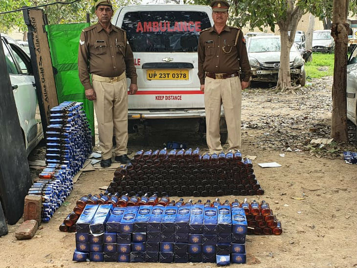 एंबुलेंस में कपड़ों को चढ़ाई जा रही थी ग्लूकोज; पुलिस ने तलाशी ली तो मिली 26 पेटी शराब|मेरठ,Meerut - Dainik Bhaskar