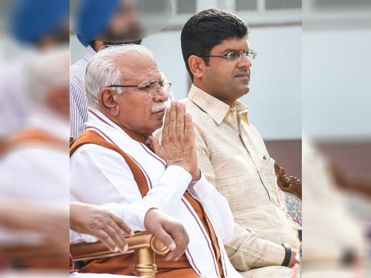 सीएम मनोहर लाल खट्टर और डिप्टी सीएम दुष्यंत चौटाला। - Dainik Bhaskar