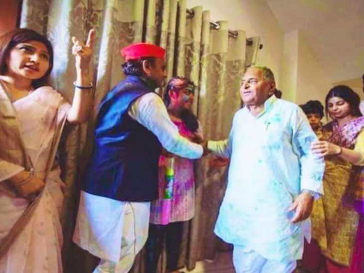 होली पर एक मंच पर नजर आए अखिलेश, मुलायम व शिवपाल; कार्यकर्ताओं ने चाचा-भतीजा जिंदाबाद के नारे लगाए|कानपुर,Kanpur - Dainik Bhaskar