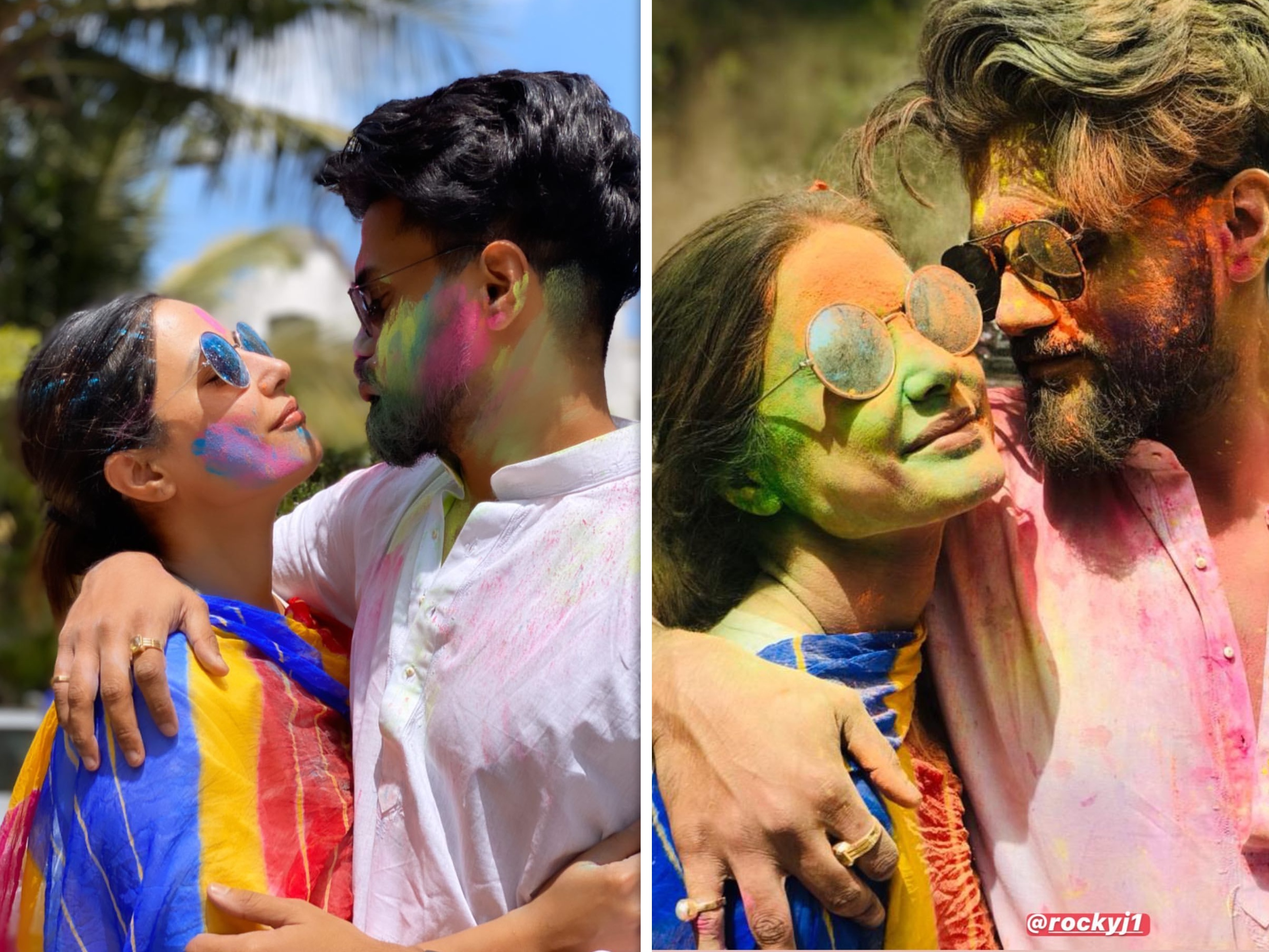 हिना ने अपने इंस्टाग्राम अकाउंट के स्टोरी सेक्शन में कई तस्वीरें शेयर की हैं। शेयर की गई तस्वीरों में हिना अपने ब्वॉयफ्रेंड रॉकी जयसवाल के साथ होली सेलिब्रेट करती दिख रही हैं।