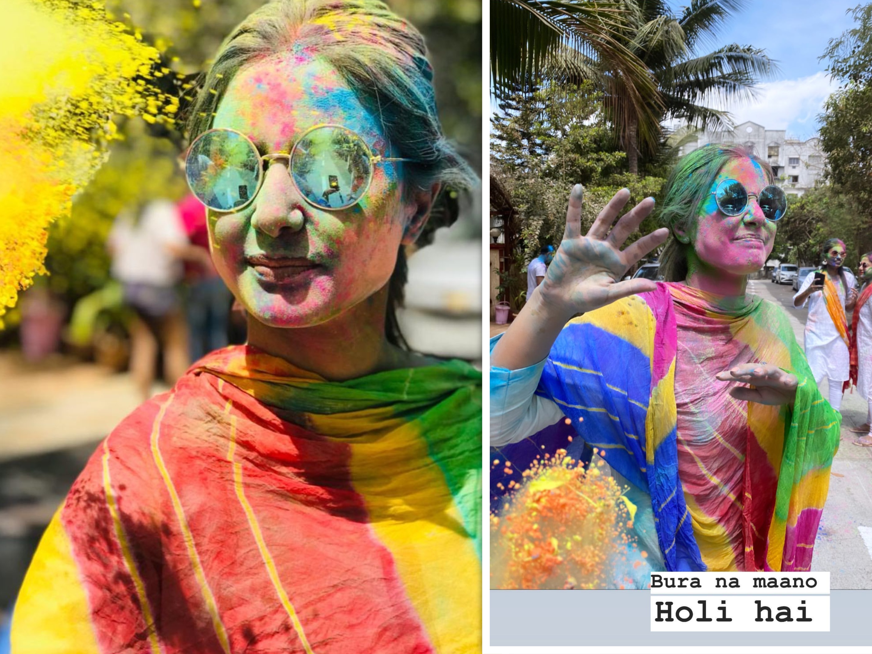 अपनी एक खूबसूरत तस्वीर शेयर करते हुए हिना ने लिखा, ‘बुरा ना मानो होली है’। इस कलरफुल केंडिट तस्वीर में हिना खान गुलाल से रंगी हुई हैं और रंग से बचती हुई दिख रही हैं।