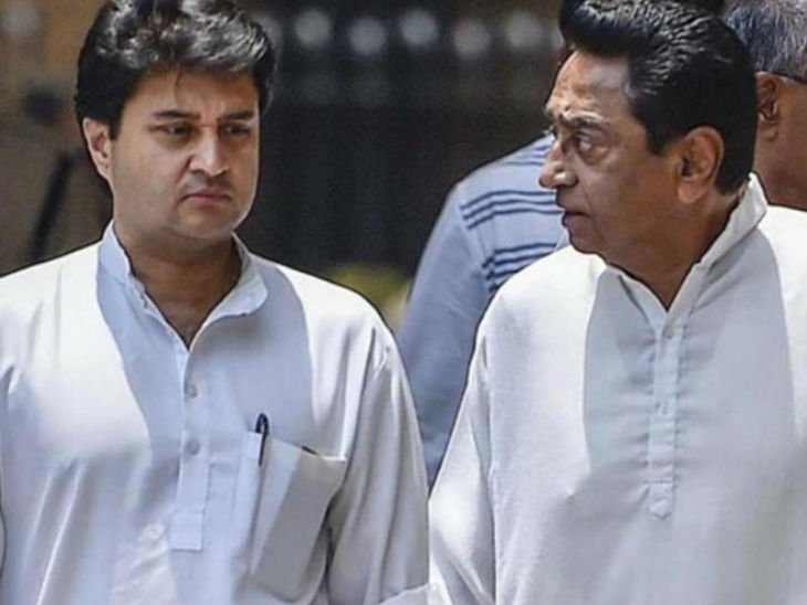 भाजपा नेता ज्योतिरादित्य सिंधिया और मुख्यमंत्री कमलना। (फाइल फोटो) - Dainik Bhaskar