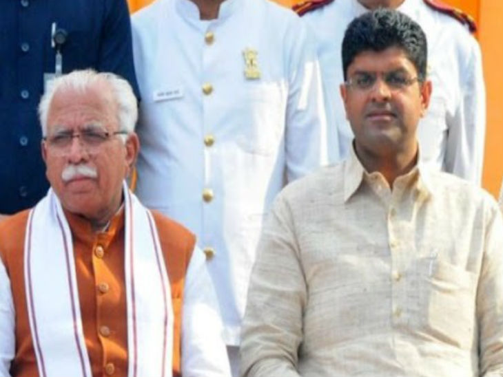 मुख्यमंत्री मनोहर लाल और उपमुख्यमंत्री दुष्यंत चौटाला- फाइल फोटो। - Dainik Bhaskar