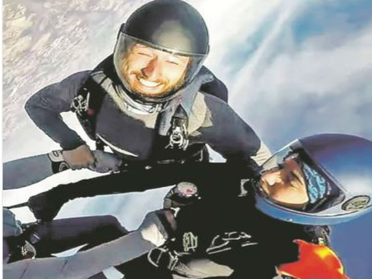 स्काई डाइवर ब्लेक मिलर और लॉरा। - Dainik Bhaskar