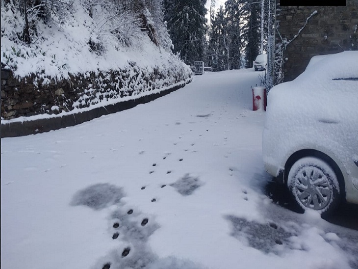 नरकंडा: बर्फबारी से रास्ते छिप गए।