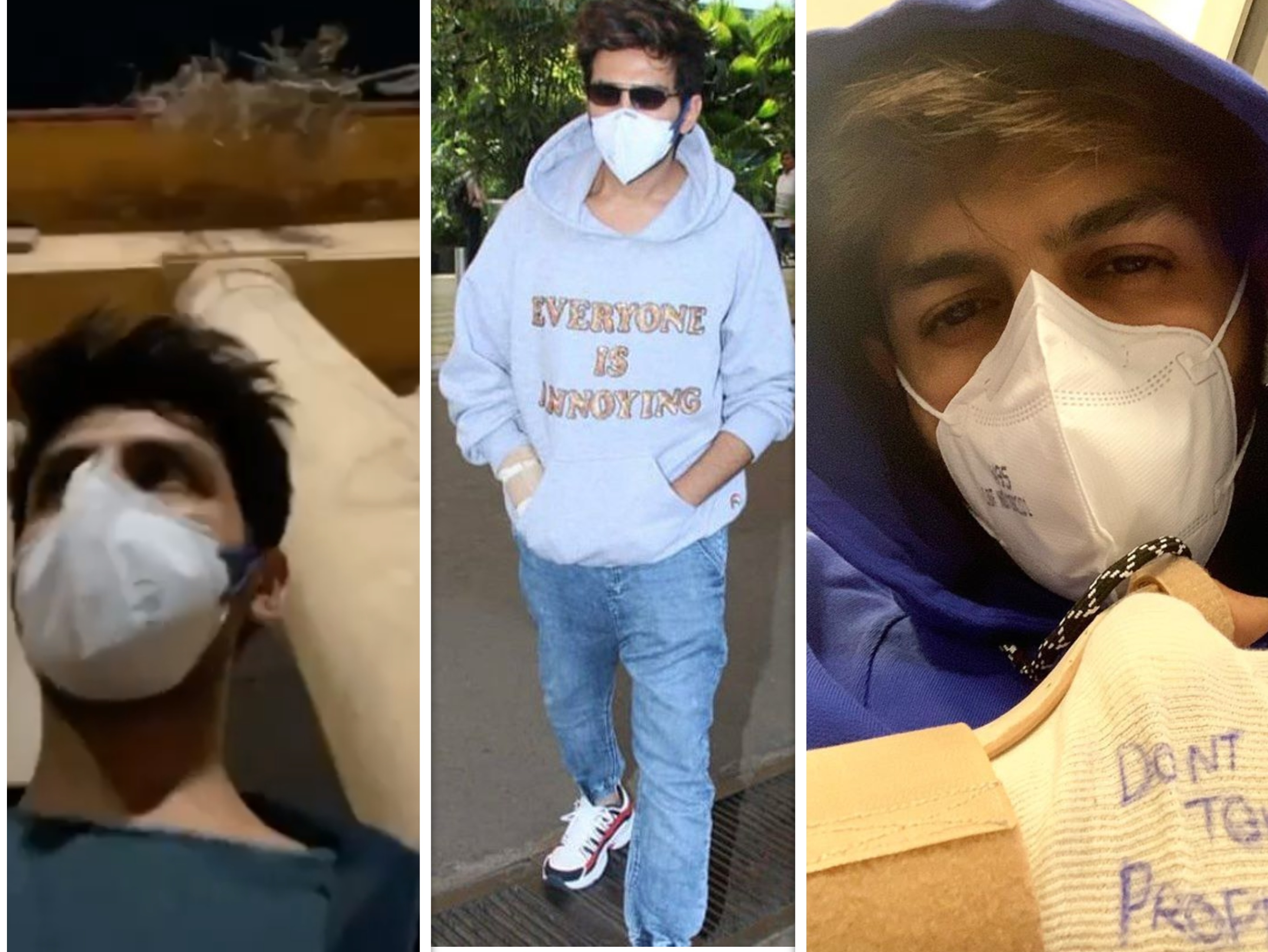 कार्तिक आर्यन इन दिनों लखनऊ में अपकमिंग फिल्म ‘भूल भुलैया 2’ की शूटिंग कर रहे हैं। कार्तिक ने हाल ही में अपने इंस्टाग्राम अकाउंट से एक वीडियो शेयर की है जिसमें सेट में मौजूद पूरी टीम मास्क पहनी दिख रही है। इसके अलावा कार्तिक को मुंबई एयरपोर्ट पर भी मास्क लगाए हुए स्पॉट किए गए हैं। कार्तिक कई दिनों से अपने अकाउंट से मास्क लगाए हुए तस्वीरें पोस्ट कर रहे हैं।