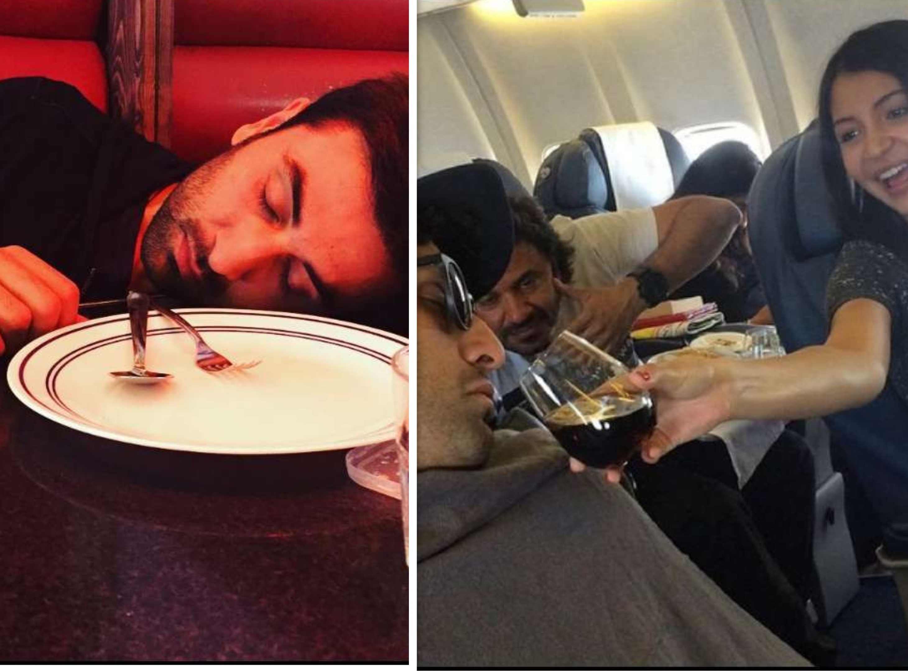 रणबीर सिंह की ये तस्वीरें सोशल मीडिया पर खूब लाइक की जा रही हैं। ये तस्वीरें अनुष्का ने फिल्म ऐ दिल है मुश्किल फिल्म की शूटिंग के दौरान ली थीं। एक तस्वीर में रणबीर फ्लाइट में और दूसरी में रेस्टोरेंट में सोते दिख रहे हैं।