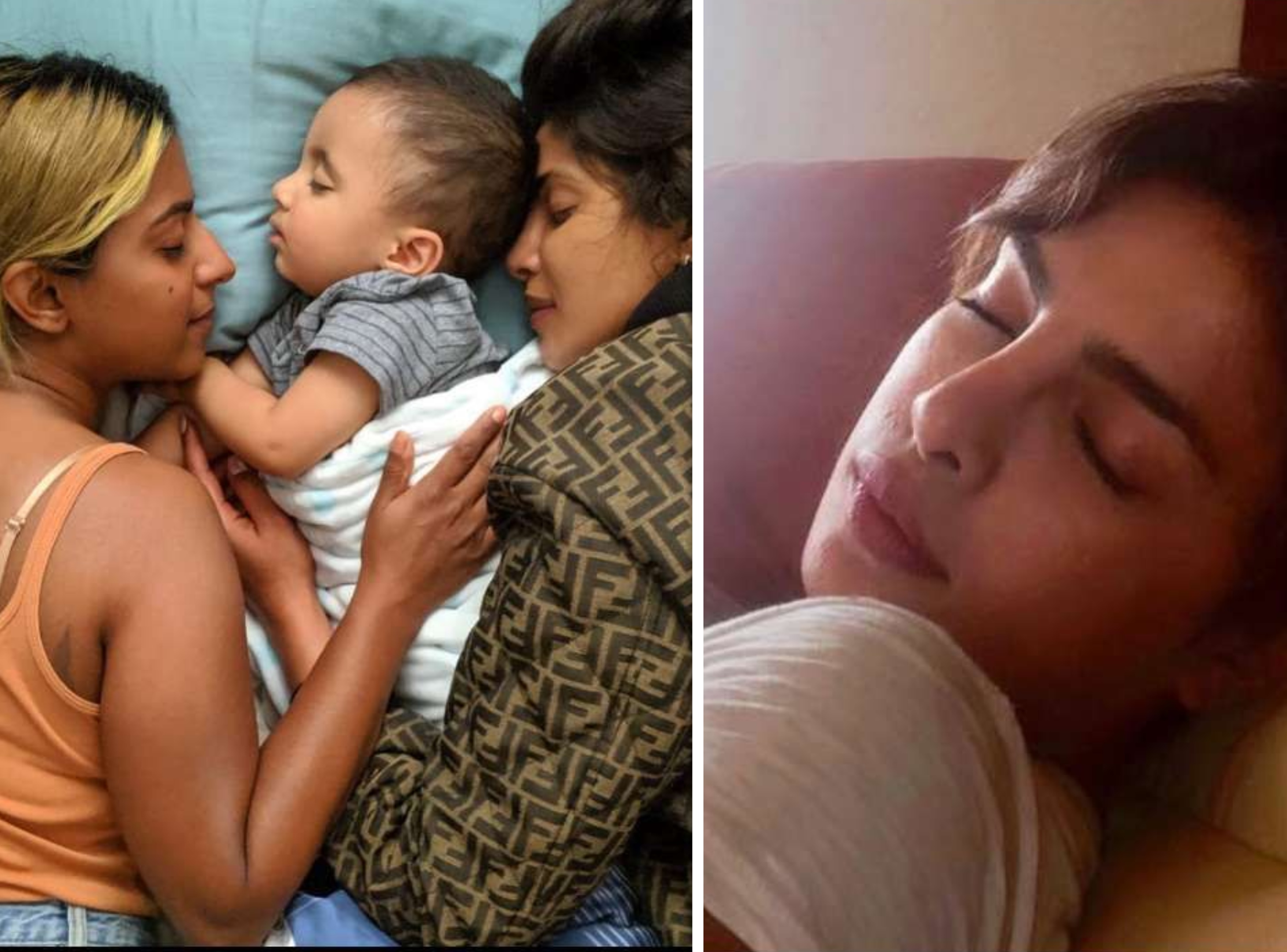 प्रियंका चोपड़ा की ये तस्वीरें  फ्लाइट और उनके घर की हैं जहां वो अपनी ब्यूटी स्लीप लेते नजर आ रही हैं। बच्चे के साथ की ये तस्वीर प्रियंका चोपड़ा ने खुद अपने इंस्टाग्राम अकाउंट से शेयर की थी।