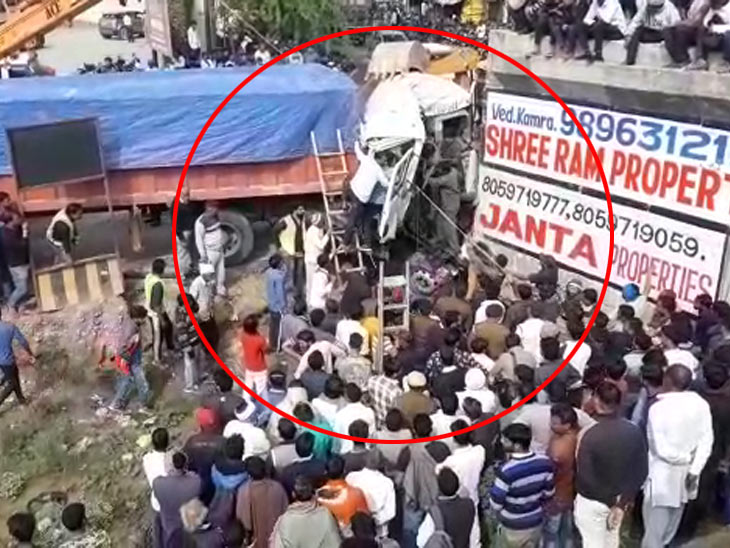 दिल्ली- पानीपत हाइवे पर ट्रक फ्लाईओवर के पिलर से टकराया, गैस कटर से वाहन की बॉडी काटकर निकाला ड्राइवर|पानीपत,Panipat - Dainik Bhaskar